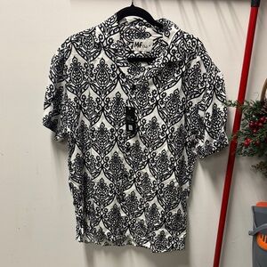 Black and White Floral Men's Casual Shirt